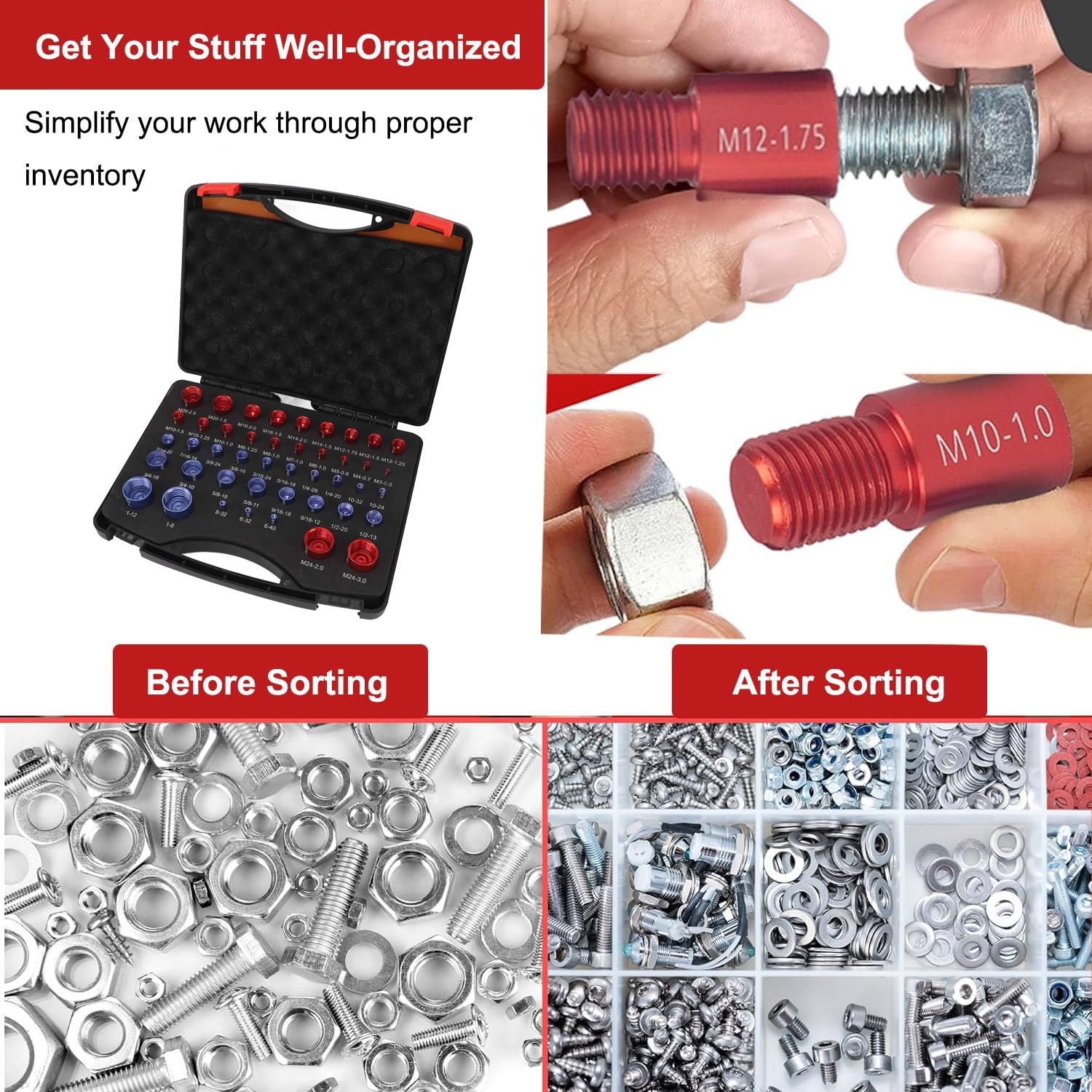 KW2064 Nut & Bolt Thread Checker Tools 